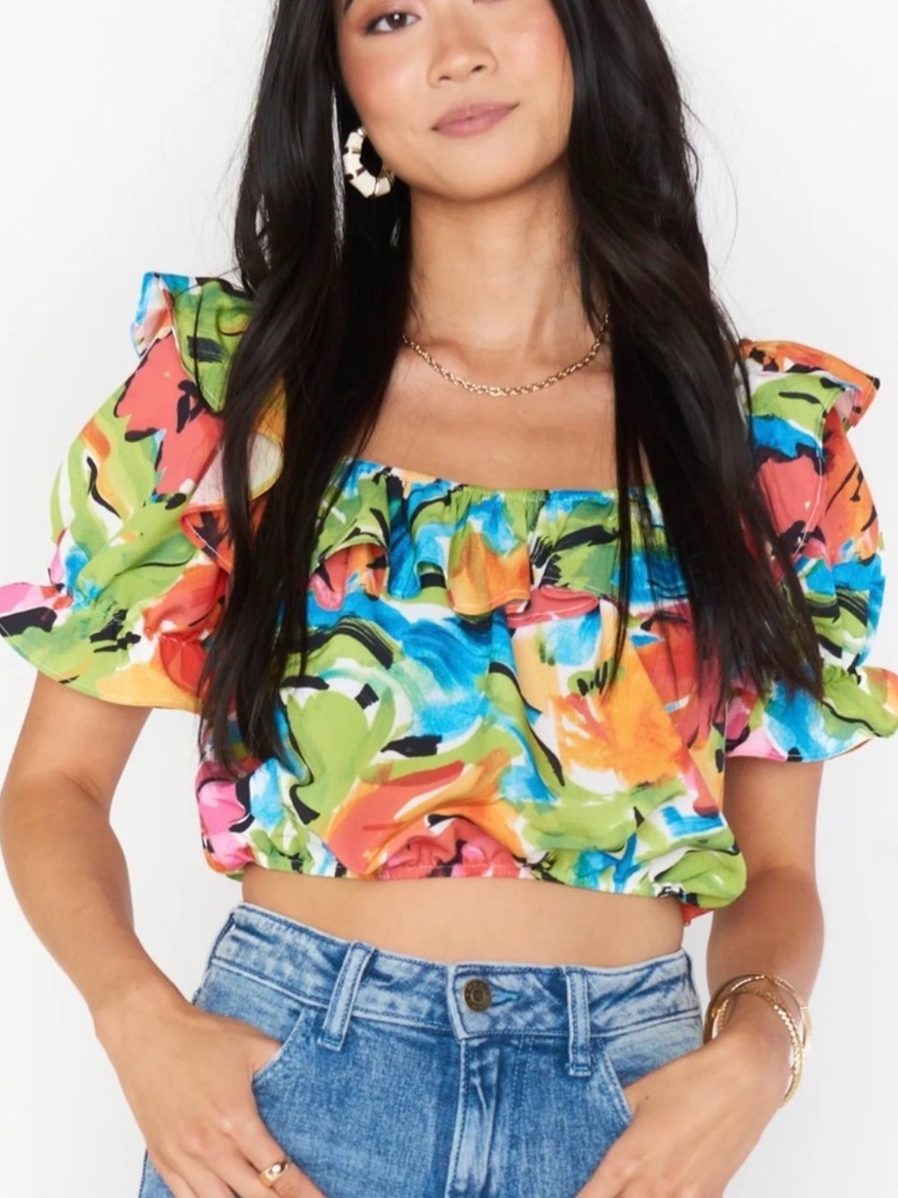 Show Me Your MuMu Jessie Ruffled Crop Top